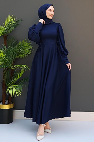Genel Markalar İp Kuşaklı Elbise Lacivert