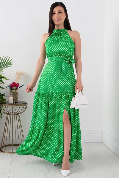 PULLIMM Φόρεμα με πουά με γιακά Halter - NY4233