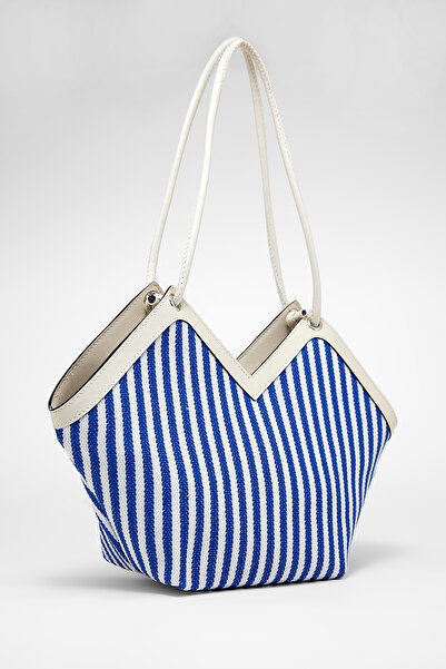 ALTUDA Kadın Hasır Kumaş Omuz Çantası Node