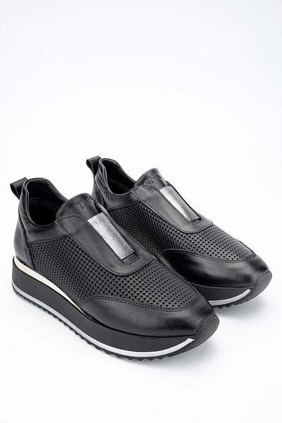 Tamer Tanca Genuine Leather Women's Black Sneakers - Sports Shoes