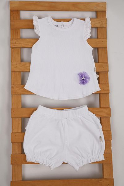 Pino Baby Holiday Camisole Lace Tulle Bow Baby Girl Summer Double Set with Snap Fasteners