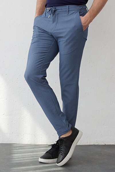 RAVANELLI Men's Indigo Slim Fit Jogger Pants - Flexible, Lycra and Laced