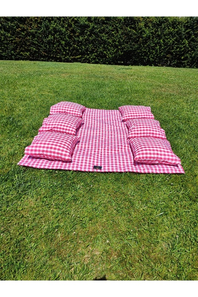 Meryemce Ev Tekstili 170x170cm Picnic Cloth Set - 6 Pieces with Petite Check, 50cm x 50cm