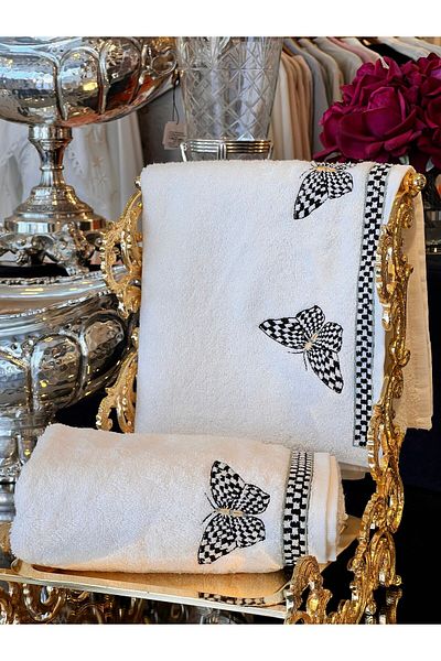 Antepiş Home Butterfly Patterned Towel with Face Embroidery