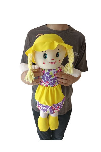 Nostalji Kutusu 50 cm Colorful and Haired Dressed Baby Girl Toy - Sleeping Companion Gift Birthday Gift