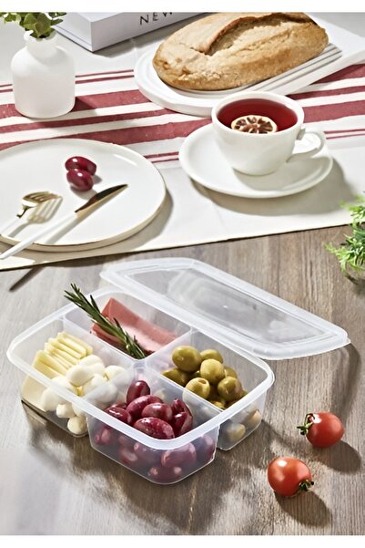 Bayev Set of 4 Storage Containers with 2 Size Portion Compartments - Meat, Mincer, Vegetables, Refrigerator and Freezer Organizer
