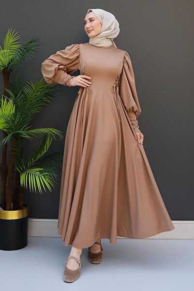 GİZ AGİYİM Φόρεμα με σχοινί σε χρώμα Milk Coffee