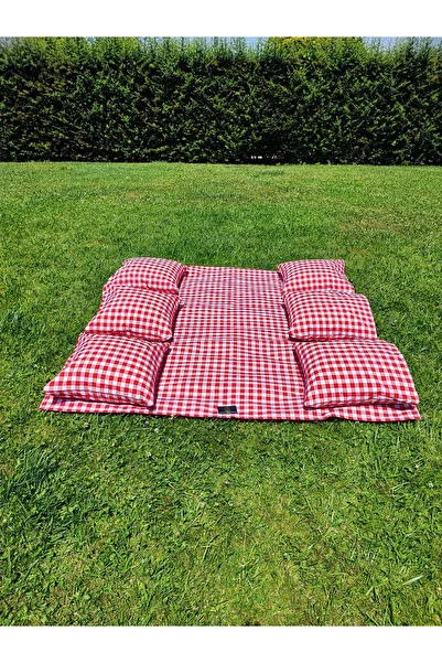 Meryemce Ev Tekstili 170x170cm Picnic Cloth Set - 6 Pieces with Petite Check, 50cm x 50cm