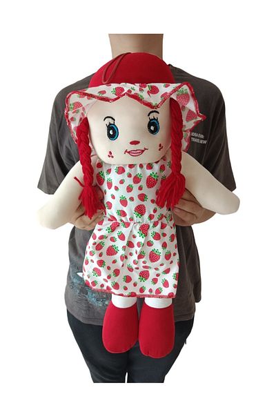 Nostalji Kutusu 50 cm Strawberry Patterned Girl's Dress - Cloth Doll Toy Sleeping Companion