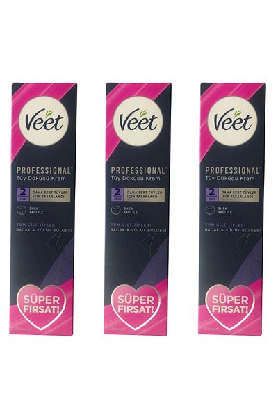 Veet 200 ml Cream Colored Professional Hair Remover - X3