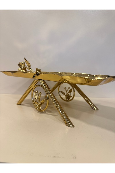 PLUS HOME PİRİNÇ ALTIN ÇAPRAZ AYAKLI SUNUM SERVİS