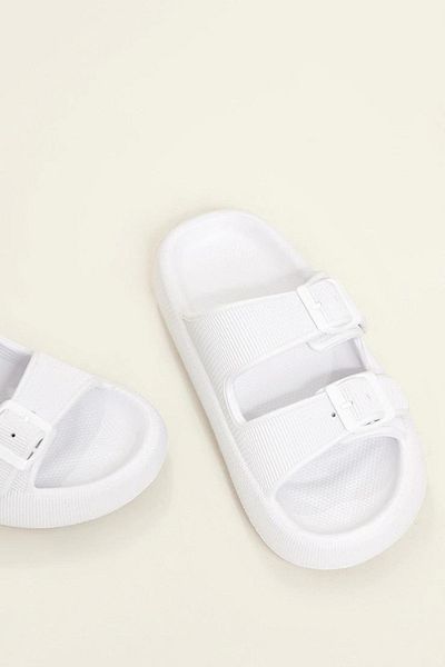OZYO Lily White Double Band Eva Platform Daily Summer Beach Slippers