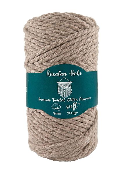 ÜNSALAN HOBİ Scannable Macrame Thread Mink Color Cotton Macrame 3mm 3 Twist 250gr
