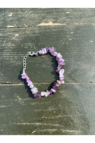 Mia Pera Amethyst Broken Natural Stone Bracelet