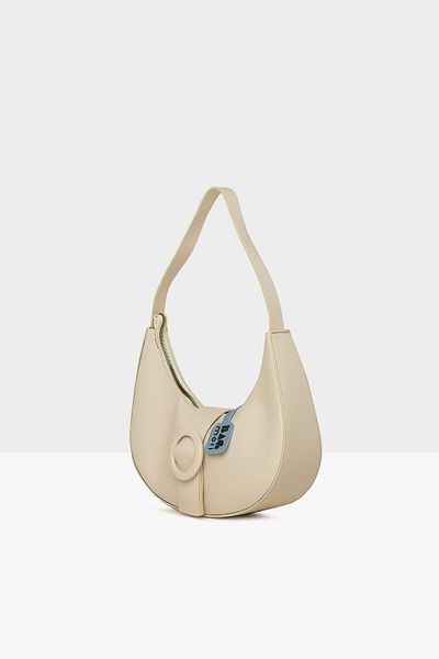 Bagmori Oval Cream Women's Baguette - With Accessories, M000008481