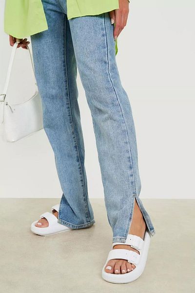 OZYO Lily White Double Band Eva Platform Daily Summer Beach Slippers