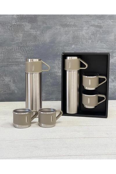 HomeTarz Kamp Termosu - Termos Seti  - 500 ML - 3 Adet Bardak