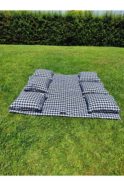 Meryemce Ev Tekstili 170x170cm Picnic Cloth Set - 6 Pieces with Petite Check, 50cm x 50cm