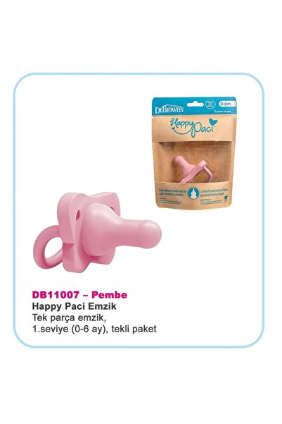 Dr.Brown's Happypaci tek parça silikon emzik 0-6 Ay Pembe tekli paket
