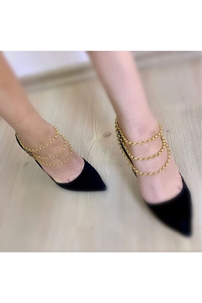 Maiden design Gold Renk Zincir Detaylı Ayakkabı Aksesuarı