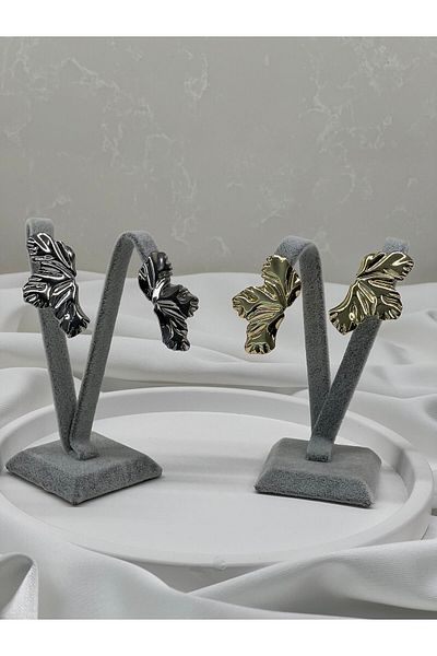 miaroza Design Leaf Plate Steel Earrings