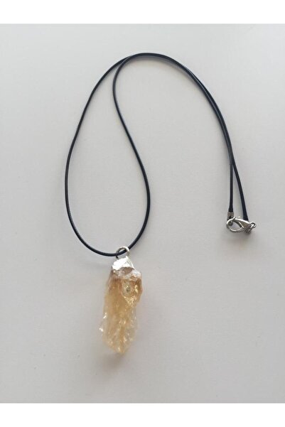DOĞAL TAŞ CENNETİ Doğal Taş Sitrin Taşı Ham İşlenmemiş Kolye