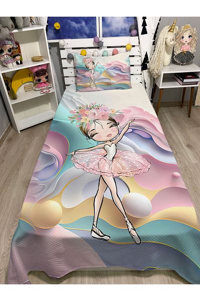 yok yok evim eve dair her şey Ballerina Single Piike 2 Piece Pillow Case Elastic Sheet Set