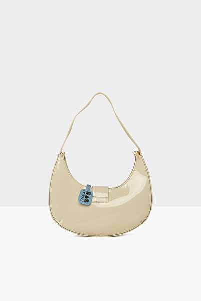 Bagmori Γυναικείες Οβάλ Δερμάτινες Μπαγκέτες - Κρεμ, Με Αξεσουάρ, Μ 000008479