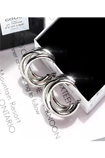 MRK Paslanmaz Çelik 3 Sıra Tasarım Halka Küpe