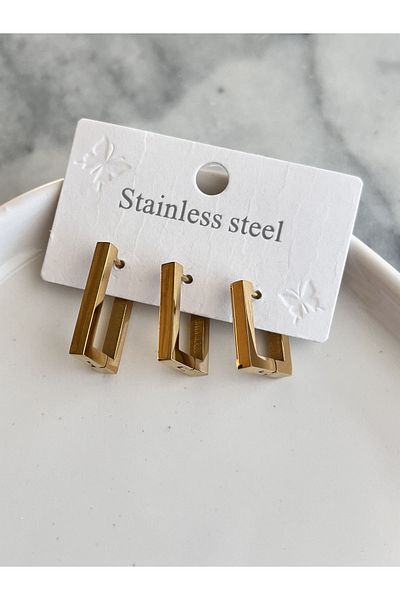 stainles steel Non-Tarnish 3-Piece Steel Earrings