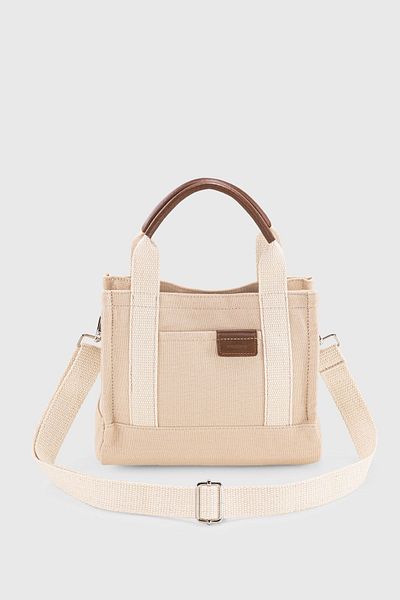 Housebags Geantă tote din pânză crem pentru femei 232