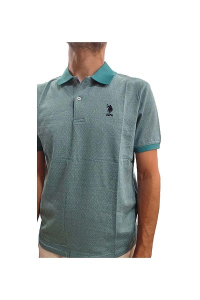 U.S. Polo Assn. Μπλουζάκι με διαμάντι με γιακά πόλο ΗΠΑ - Μπλε, L, ST07529-Μπλε-L