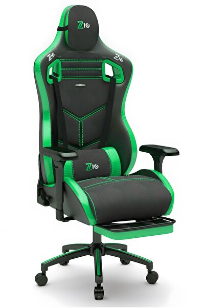 Zio Gaming Zio Venom XL Profesyonel Oyuncu Koltuğu - Antrasit / Yeşil - Visco Oturak, 4D Kol, Ayak Uzatma