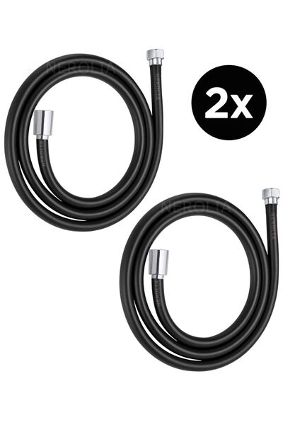 NEROLIA (2 ADET) 150cm Uzun Siyah Banyo Duş Başlığı Hortumu