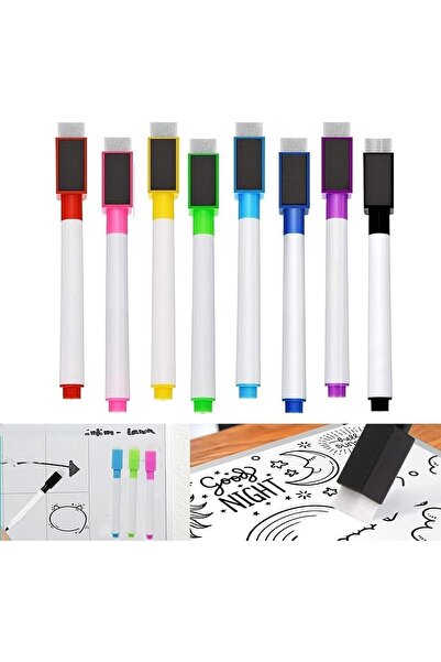Dünya Magnet Tahta Kalemi 10 Adet Karışık Renkli Mini Boy - Silgili Ve Mıknat...