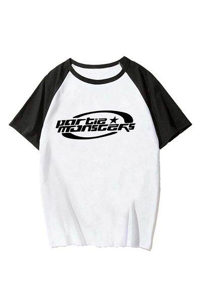 Touz Moda Y2k Partie Monster - Λευκό μπλουζάκι Oversize Raglan Sleeve