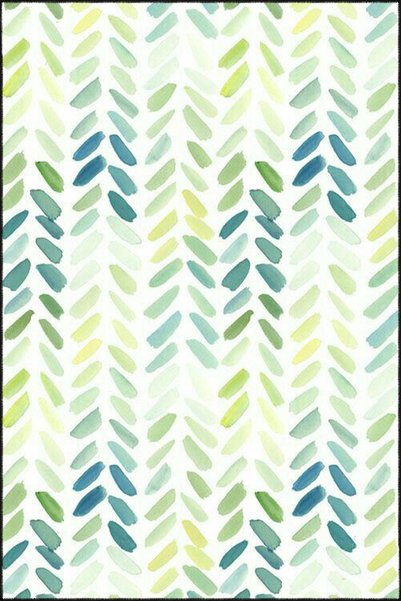 Rugs Modern Halı Green Figured Geometric Patterned Woven Base and Washable Ca...