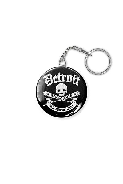 Fizello Detroit 313 Motor City Skull (vintage Look) Keychain
