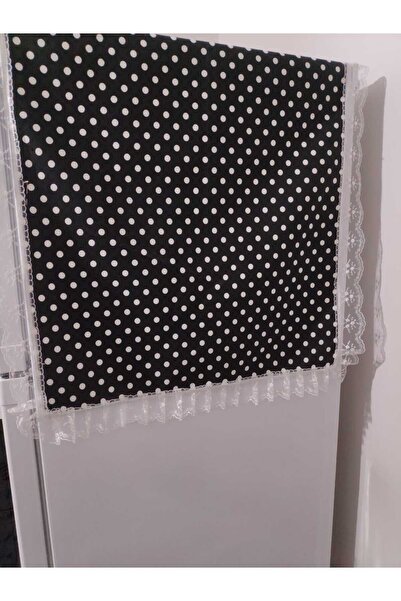 MoT Dekor غطاء ثلاجة وفريزر أسود منقط مصنوع يدويًا بأربطة