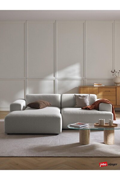 Mobilya Depom Mode Sofesta Sol Köşe Koltuk Takımı 2 Modül Gri Keten Kumaş 19 ...