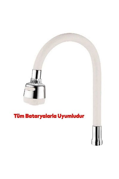 Universal Flexible Telescopic - White Kubar, Faucet Head, Spiral Hose