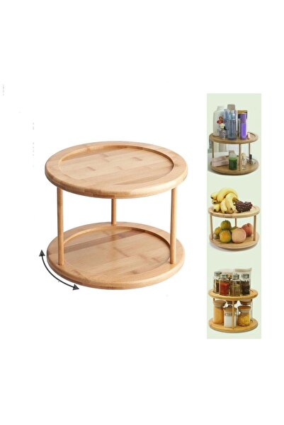 Zesy Concept Bambu 2 Katlı Döner Stand Mutfak Organizeri Sunumluk Düzenleyici...