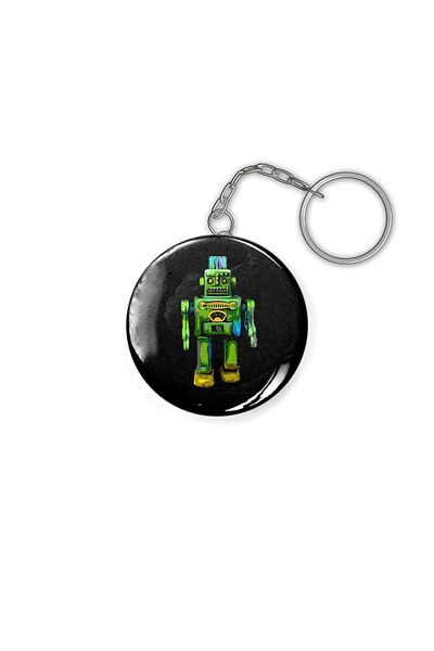 Fizello Retro Robot In Green Keychain