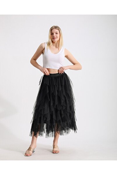 Hazinedan FUSTE DE TUL NEGRE CU INTERIOR DESCHIS PENTRU FEMEI