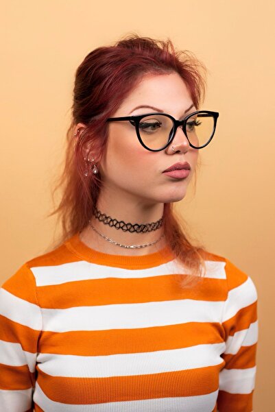 By Donetto Yeni Ürün-unisex Cateye Kemik Siyah Mavi Işık Korumalı Ekran Gözlü...