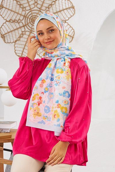 İpekhan Şal subţire din bumbac natural cu model