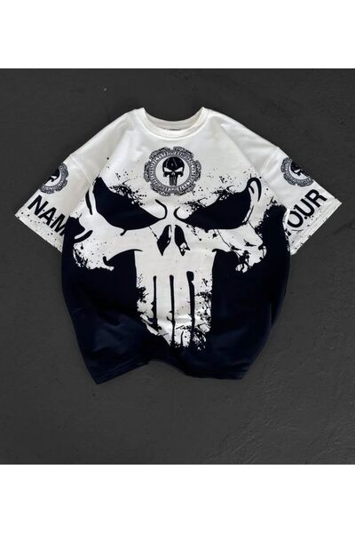 ModaTEKS Erkek Çift Renkli Tasarım Dijital Baskılı Oversize Bisiklet Yaka T-s...