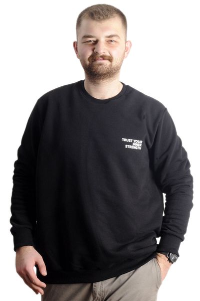 ModeXL Ανδρικός ιδρώτας με κέντημα σε μεγάλο μέγεθος - λαιμόκοψη, μαύρο 23525