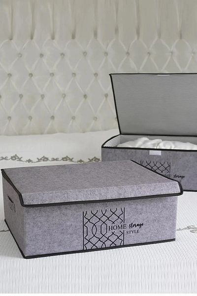 Emir-AYDIN 5 Pieces Felt Covered Base Storage Box - Multi-Purpose Organizer Storage 50*40*19