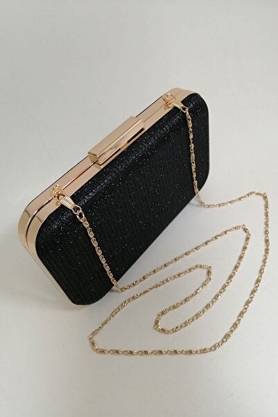 PARKTAN Siyah Simli Abiye Clutch Portföy Çanta